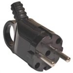 Вилка с/з угловая с ушком черная 16A TDM (35)