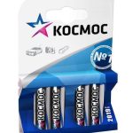 Батарейка пальчиковая алкалиновая LR 6 1.5 V "КОСМОС" блистер (4/48/576)