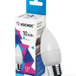 Лампа LED свеча 10.5Вт Е-27 4000K 220V КОСМОС BASIC (10/80)