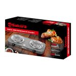 Плитка электрическая SAKURA ПЭ-03 2-х конфорочная, 1000Вт, 140мм/140мм, спираль, графит