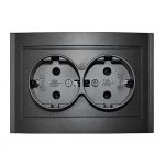 Розетка 2 с/з Бриллиант графит с/у UNIVersal