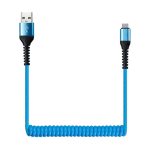 Дата-кабель Smartbuy USB - 8pin Apple Lightning спиральный длина 1м, синий