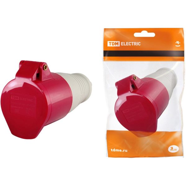 Розетка силовая 225 переносная 3Р+РЕ+N 32А 380В IP44 TDМ (1/10)