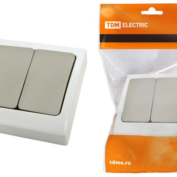 Выключатель 2 кл Bуокса TDM c/у IP54 (10)