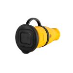 Розетка переносная с крышкой каучук 2P+PE 230V 16A IP44 желтая DYNEL DY-01-01-011