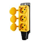 Колодка 3 с/з с крышками каучук 2P+PE 230V 16A IP54 желтая DYNEL DY-01-01-012