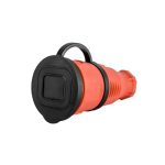 Розетка переносная с крышкой каучук 2P+PE 230V 16A IP44 оранжевая DYNEL DY-01-01-014