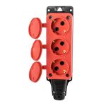 Колодка 3 с/з с крышками каучук 2P+PE 230V 16A IP54 оранжевая DYNEL DY-01-01-015