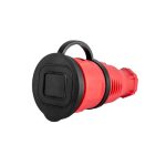 Розетка переносная с крышкой каучук 2P+PE 230V 16A IP44 красная DYNEL DY-01-01-017