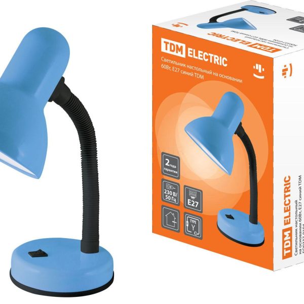 Светильник настольный 220В 60Вт Е27 синий на основании TDM