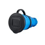 Розетка переносная с крышкой каучук 2P+PE 230V 16A IP44 синяя DYNEL DY-01-01-020