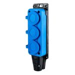 Колодка 3 с/з с крышками каучук 2P+PE 230V 16A IP54 синяя DYNEL DY-01-01-021