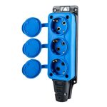 Колодка 3 с/з с крышками каучук 2P+PE 230V 16A IP54 синяя DYNEL DY-01-01-021