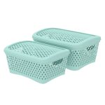 Набор корзинок с крышками «Ромбики» (M+S) (2шт) (295×220×140мм) (мята)
