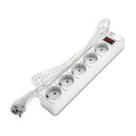 Сетевой фильтр 5 гн. 5м + USB type-A + type-A с выкл., ПВС 3*1, 10А/2,2кВт, белый DOMTOK