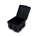 Коробка распределительная 80*80*50 с откидной крышкой ОУ черная IP54 DYNEL DY-04-02-105 (186)