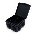 Коробка распределительная 100*100*50 с откидной крышкой ОУ черная IP54 DYNEL DY-04-02-106 (105)