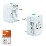 Адаптер туристический сетевой Трансформер В-54 150 стран с 2-USB USB Max.1000mA 5Vdc (1/120)