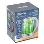 Чайник эл. SAKURA SA-2744GR 1,8л, 1500/1800Вт, двойная стенка, пластик/стекло