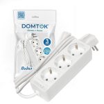 Удлинитель бытовой "DOMTOK" (ЛИДЕР) 3 гнезда, ПВС 3*0,75, 2,2кВт, з/к 3м