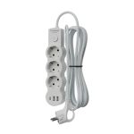 Удлинитель 3 с/з  5м ПВС 10А USB IP20 2800Вт белый КОСМОС