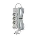 Удлинитель 3 с/з  1,5м ПВС 10А USB IP20 2800Вт белый КОСМОС
