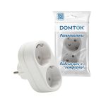 Тройник 2 с/з DОМТОК плоский 250В 3500Вт белый