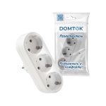 Тройник 3 с/з DОМТОК плоский 250В 3500Вт белый
