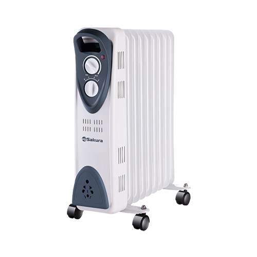 Радиатор маслянный SAKURA SA-0329WG 2000Вт, 9 секций, белый/серый Радиатор маслянный SAKURA SA-0329WG 2000Вт, 9 секций, белый/серый