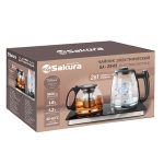 Чайник эл. SAKURA SA-2945BK набор 2в1: чайник стекло 1,8л + заварник 1,2л 1500/1800Вт-общая, стекло