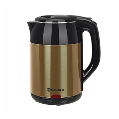 Чайник эл. SAKURA SA-2168MGL 1,8л, 1500/1800Вт, двухслойный корпус, черный/ коричневый металлик Чайник эл. SAKURA SA-2168MGL 1,8л, 1500/1800Вт, двухслойный корпус, черный/ коричневый металлик