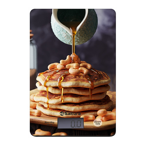 Весы кухонные электронные SAKURA SA-6077P 8кг, деление 1гр, панкейки Весы кухонные электронные SAKURA SA-6077P 8кг, деление 1гр, панкейки