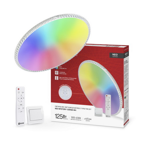 Светильник светодиодный с пультом 125Вт 3000-6500К 10000Лм NEO MYSTERY-125RGB 465*70мм IN HOME Светильник светодиодный с пультом 125Вт 3000-6500К 10000Лм NEO MYSTERY-125RGB 465*70мм IN HOME