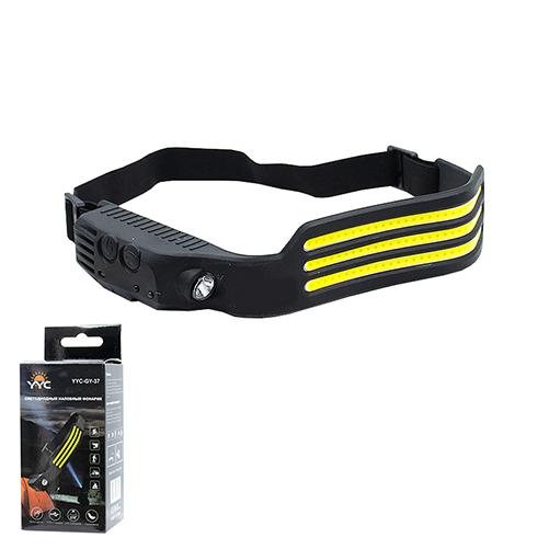 Налобный фонарь силикон 3-LED-полоски с датчиком YYC-G-37 (10/60)