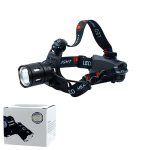 Фонарь налобный аккум LED RE-8090-P70 сталь, мощный 3000м, аккум 2*18650, зум (1/10)