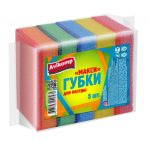 Губка для мытья посуды Авикомп Eco Technology (5шт/уп) mix 40561