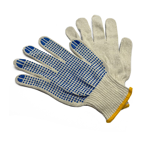 Перчатки х/б с ПВХ размер 8 КРЕПЫШ арт 16-308 ручной оверлок (10/240)