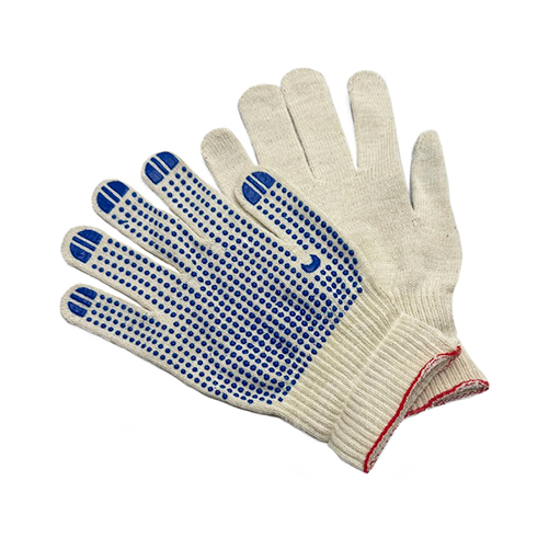 Перчатки х/б с ПВХ размер 9 белые КРАСНЫЙ ОВЕРЛОК арт 7104 (10/250)