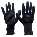Перчатки полиэфирные 15 класс черные, полиуретановое покрытие р-р 10 polyX арт 93-243 (10/250)