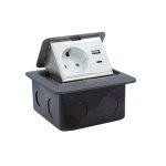 Блок встраиваемый нажимной выдвижной розетка 1 з/к + 1-USB + 1-TYPE-C IP20 цвет СЕРЫЙ (1/20)