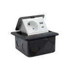 Блок встраиваемый нажимной выдвижной розетка 1 з/к + 1-USB + 1-TYPE-C IP20 цвет ЧЕРНЫЙ (1/20)