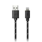Дата-кабель Smartbuy USB - 8-pin для Apple, нейлон, длина 1 м, черный (iK-512n black) (1/100)