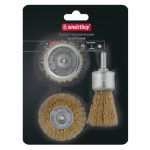 Набор металлические щетки для дрели/шуруповерта, с осью, 3шт Smartbuy Tools