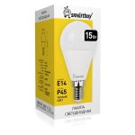 Лампа LED шар 15Вт E14 3000K P45 Smartbuy