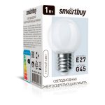 Лампа LED шар 1Вт E27 3000К G45 CLEAR Smartbuy