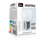 Лампа LED шар 3Вт E27 3000К G45 CLEAR Smartbuy