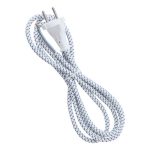 Сетевой шнур в тканевой оплетке без заземления 1,8 метра, 6А/1,2кВт, белый (SBE-06-P10-w)