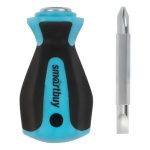 Отвертка двусторонняя PH2, SL6 38мм с переставной битой, резин. рукоятка, Smartbuy tools