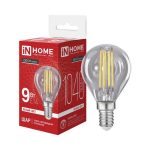 Лампа LED шар 9.0Вт Е14 4000К 220V 1040Лм прозрачная deco IN HOME  (10/50)