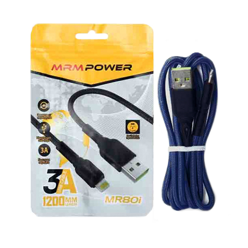 Кабель IPhone Lightning 1,2м 3A MR-80-IP нейлон синий